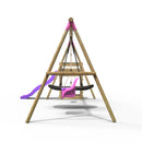 Rebo Wooden Swing Set plus Deck & Slide - Halley Pink