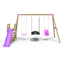 Rebo Wooden Swing Set plus Deck & Slide - Halley Pink