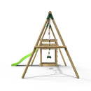 Rebo Wooden Swing Set plus Deck & Slide - Janus Green