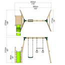 Rebo Wooden Swing Set plus Deck & Slide - Janus Green