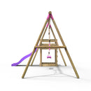 Rebo Wooden Swing Set plus Deck & Slide - Janus Pink