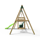 Rebo Wooden Swing Set plus Deck & Slide - Luna Green