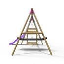 Rebo Wooden Swing Set plus Deck & Slide - Meteorite Pink