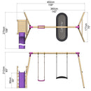 Rebo Wooden Swing Set plus Deck & Slide - Meteorite Pink