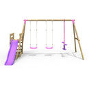 Rebo Wooden Swing Set plus Deck & Slide - Neptune Pink