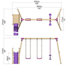 Rebo Wooden Swing Set plus Deck & Slide - Neptune Pink