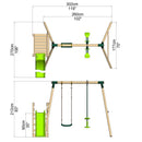 Rebo Wooden Swing Set plus Deck & Slide - Star Green