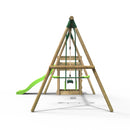 Rebo Wooden Swing Set plus Deck & Slide - Star Green