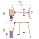 Rebo Wooden Swing Set plus Deck & Slide - Star Pink