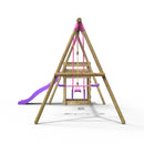 Rebo Wooden Swing Set plus Deck & Slide - Star Pink
