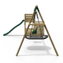Rebo Wooden Swing Set with Deluxe Add on Deck & 8FT Slide - Halley Green