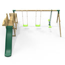 Rebo Wooden Swing Set with Deluxe Add on Deck & 8FT Slide - Neptune Green