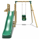 Rebo Wooden Swing Set with Deluxe Add on Deck & 8FT Slide - Pluto Green