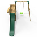 Rebo Wooden Swing Set with Deluxe Add on Deck & 8FT Slide - Solar Green