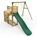 Rebo Wooden Swing Set with Deluxe Add on Deck & 8FT Slide - Venus Green
