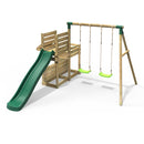 Rebo Wooden Swing Set with Deluxe Add on Deck & 8FT Slide - Venus Green