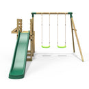 Rebo Wooden Swing Set with Deluxe Add on Deck & 8FT Slide - Venus Green