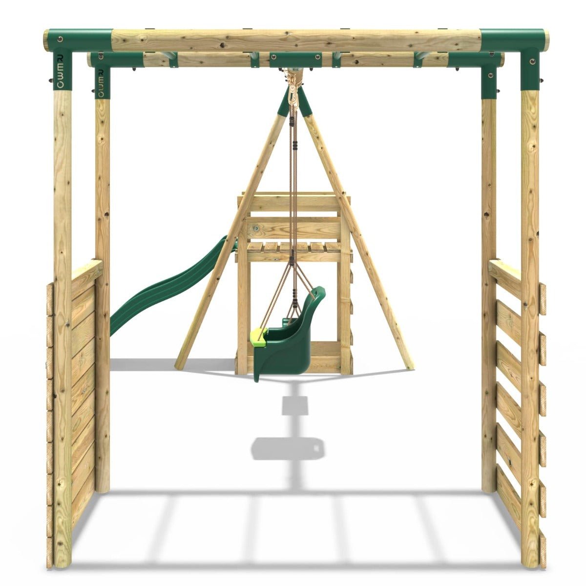 Rebo Luma Green Swing Set with Monkey Bars & 6ft Slide