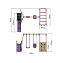 Rebo Wooden Swing Set with Monkey Bars plus Deck & 6ft Slide - Luna Pink