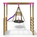 Rebo Wooden Swing Set with Monkey Bars plus Deck & 6ft Slide - Meteortie Pink