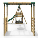 Rebo Wooden Swing Set with Monkey Bars plus Deck & 6ft Slide - Satellite Green