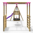 Rebo Wooden Swing Set with Monkey Bars plus Deck & 6ft Slide - Satellite Pink