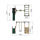 Rebo Wooden Swing Set with Monkey Bars plus Deck & 6ft Slide - Solar Green