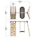 Rebo Wooden Swing Set with Up and Over Climbing Wall - Eden Pink