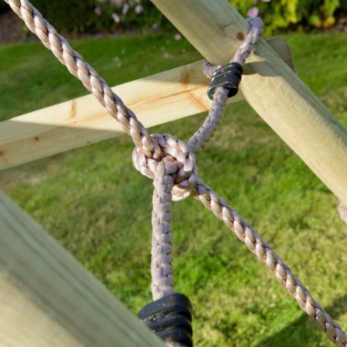 Rebo Wooden Swing Set with Up and Over Climbing Wall - Eden Pink
