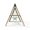 Rebo Wooden Swing Set with Up and Over Climbing Wall - Isla Green