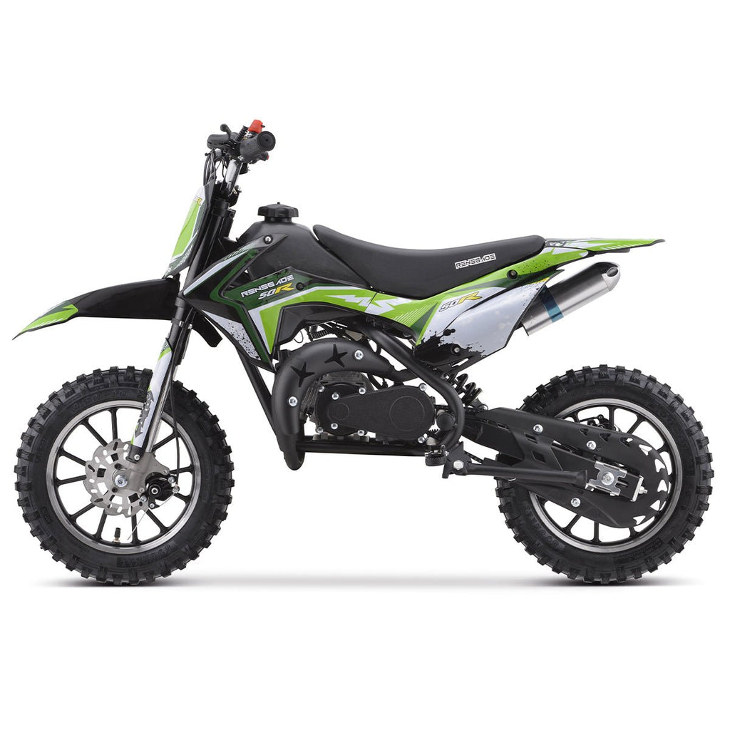 49cc Razorback Renegade R50 49cc Petrol Mini Dirt Bike - Green | OutdoorToys
