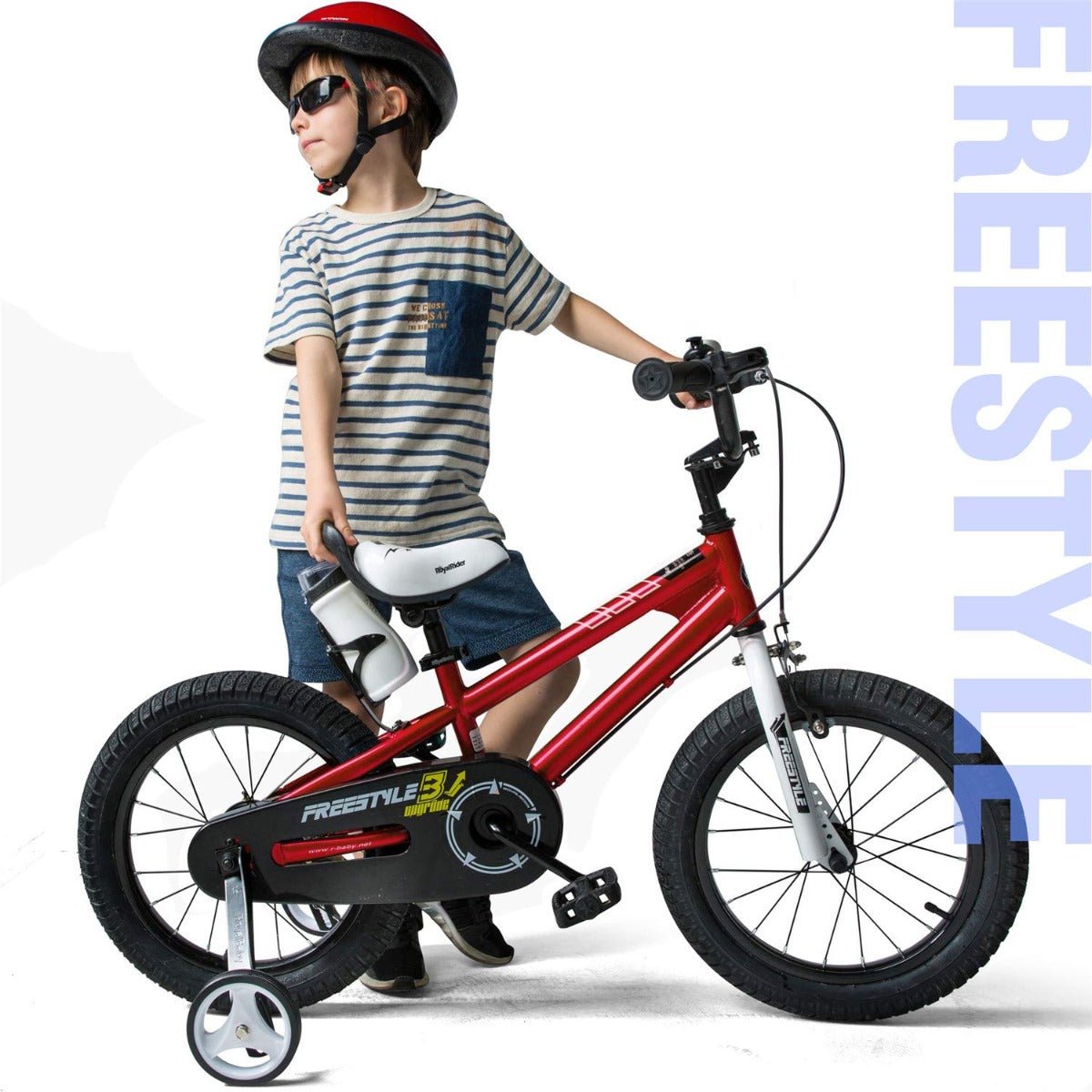 RoyalBaby Freestyle Children’s Pedal Bicycle & Stabilisers 16” Wheel - Red