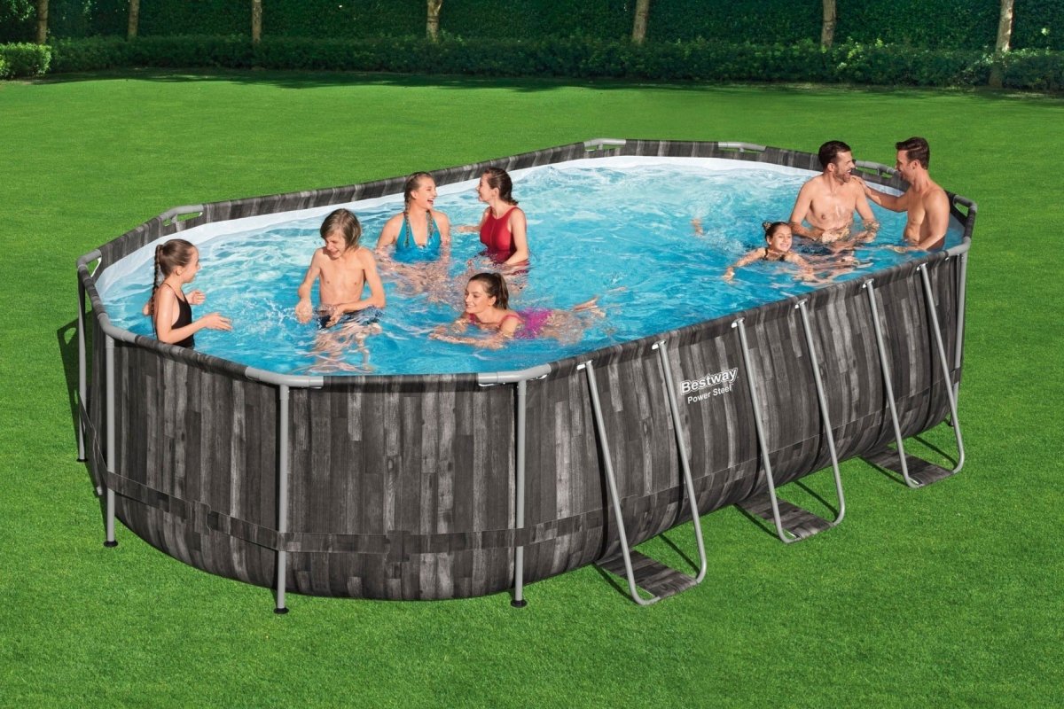 The Bestway Power Steel™ Oval 24ft x 12ft x 48in Swimming Pool with Filter Pump – BW5611T